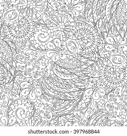 Tracery seamless calming pattern. Mehendi design. Ethnic colorful harmonious doodle texture. Indifferent discreet. Curved doodling mehndi motif. Vector.