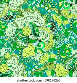 Tracery seamless calming pattern. Mehendi design. Ethnic colorful harmonious doodle texture. Indifferent discreet. Curved doodling mehndi motif. Vector.