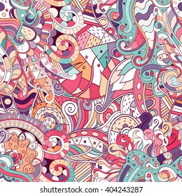 Tracery seamless calming pattern. Mehendi design. Ethnic colorful harmonious doodle texture. Indifferent discreet. Curved doodling mehndi motif. Vector.