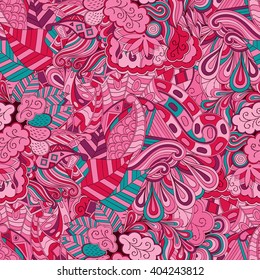 Tracery seamless calming pattern. Mehendi design. Ethnic colorful harmonious doodle texture. Indifferent discreet. Curved doodling mehndi motif. Vector.