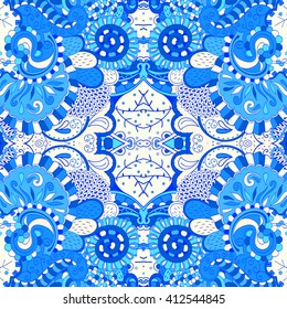 Tracery seamless calming pattern. Mehendi design. 