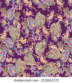 Tracería sin fisuras en el patrón de calmación. Diseño de Mehndi. Textura de doodle de color étnico. Fondo paisley de garabato curvo.