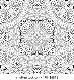 Adult Coloring Page Seamless Zendoodle Vector Stock Vector (Royalty ...