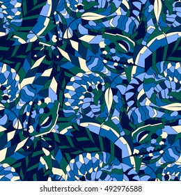 Tracery seamless calming pattern. Mehndi design. Ethnic colorful doodle texture. Curved doodling background. Vector.