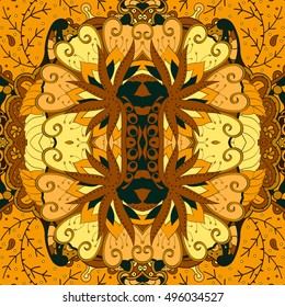 Tracery seamless calming pattern. Mehndi design. Ethnic colorful doodle texture. Curved doodling background. Vector.