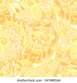 Tracery seamless calming pattern. Mehndi design. Ethnic colorful doodle texture. Curved doodling background. Vector.