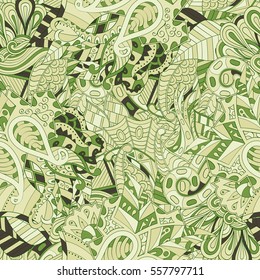Tracery seamless calming pattern. Mehndi design. Ethnic colorful doodle texture. Curved doodling background. Vector.