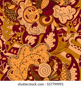 Tracery seamless calming pattern. Mehndi design. Ethnic colorful doodle texture. Curved doodling background. Vector.