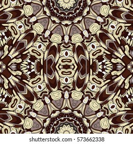 Tracery seamless calming pattern. Mehndi design. Ethnic colorful doodle texture. Curved doodling background. Vector.