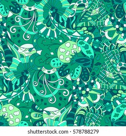 Tracery seamless calming pattern. Mehndi design. Ethnic colorful doodle texture. Curved doodling background. Vector.