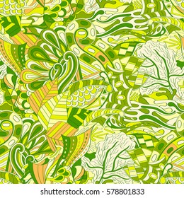 Tracery seamless calming pattern. Mehndi design. Ethnic colorful doodle texture. Curved doodling background. Vector.