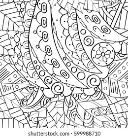 Tracery seamless calming pattern. Mehndi design. Ethnic monochrome binary doodle texture. Curved doodling black and white background. Vector.