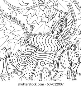Adult Coloring Book Coloring Page Underwater Stock Vector (Royalty Free ...