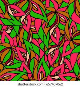 Tracery seamless pattern. Curved doodling background. Vector.Mehndi tracery pattern, colorful seamless, handmade texture ethnic