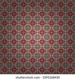 Tracery seamless pattern. Ethnic colorful doodle texture in orange, yellow and brown colors. Mehndi design. Vector curved doodling background.