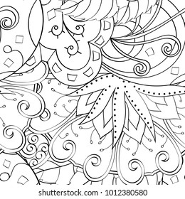 Tracery seamless pattern. Mehndi design. Ethnic monochrome binary doodle texture. Curved doodling black and white background. Vector