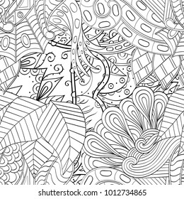 Tracery seamless pattern. Mehndi design. Ethnic monochrome binary doodle texture. Curved doodling black and white background. Vector