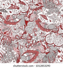 Tracery seamless pattern. Mehndi design. Ethnic colorful doodle texture. Curved doodling background. Vector