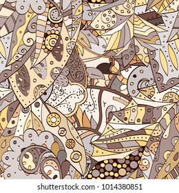 Tracery seamless pattern. Mehndi design. Ethnic colorful doodle texture. Curved doodling background. Vector