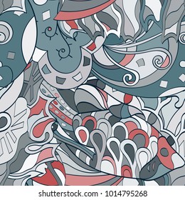 Tracery seamless pattern. Mehndi design. Ethnic colorful doodle texture. Curved doodling background. Vector