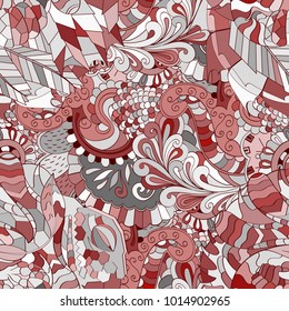 Tracery seamless pattern. Mehndi design. Ethnic colorful doodle texture. Curved doodling background. Vector