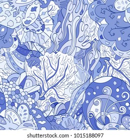 Tracery seamless pattern. Mehndi design. Ethnic colorful doodle texture. Curved doodling background. Vector