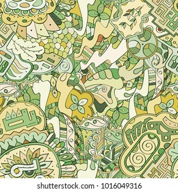 Tracery seamless pattern. Mehndi design. Ethnic colorful doodle texture. Curved doodling background. Vector