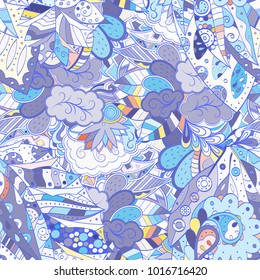 Tracery seamless pattern. Mehndi design. Ethnic colorful doodle texture. Curved doodling background. Vector