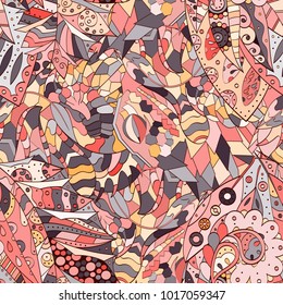Tracery seamless pattern. Mehndi design. Ethnic colorful doodle texture. Curved doodling background. Vector