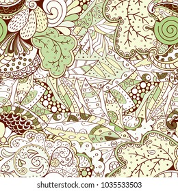 Tracery seamless pattern. Mehndi design. Ethnic colorful doodle texture. Curved doodling background. Vector