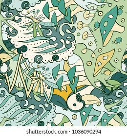 Tracery seamless pattern. Mehndi design. Ethnic colorful doodle texture. Curved doodling background. Vector