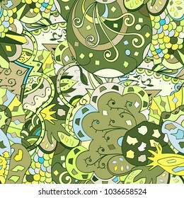 Tracery seamless pattern. Mehndi design. Ethnic colorful doodle texture. Curved doodling background. Vector