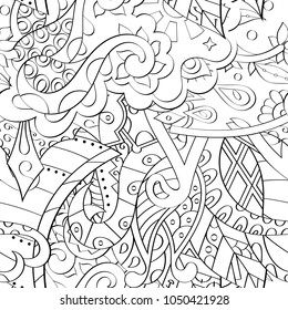 Tracery seamless pattern. Mehndi design. Ethnic monochrome binary doodle texture. Curved doodling black and white background. Vector