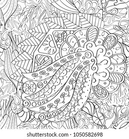 Tracery seamless pattern. Mehndi design. Ethnic monochrome binary doodle texture. Curved doodling black and white background. Vector