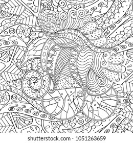 Tracery seamless pattern. Mehndi design. Ethnic monochrome binary doodle texture. Curved doodling black and white background. Vector