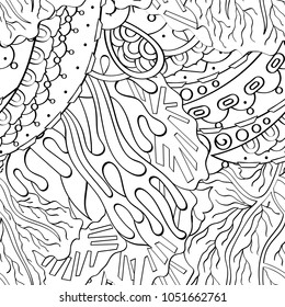 Tracery seamless pattern. Mehndi design. Ethnic monochrome binary doodle texture. Curved doodling black and white background. Vector