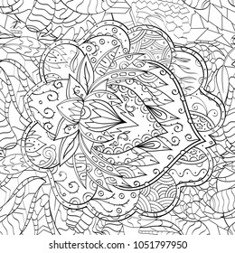 Tracery seamless pattern. Mehndi design. Ethnic monochrome binary doodle texture. Curved doodling black and white background. Vector