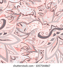 Tracery seamless pattern. Mehndi design. Ethnic colorful doodle texture. Curved doodling background. Vector