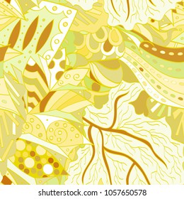 Tracery seamless pattern. Mehndi design. Ethnic colorful doodle texture. Curved doodling background. Vector