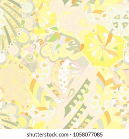 Tracery seamless pattern. Mehndi design. Ethnic colorful doodle texture. Curved doodling background. Vector