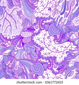 Tracery seamless pattern. Mehndi design. Ethnic colorful doodle texture. Curved doodling background. Vector