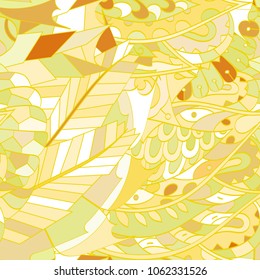 Tracery seamless pattern. Mehndi design. Ethnic colorful doodle texture. Curved doodling background. Vector