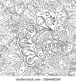 Tracery seamless pattern. Mehndi design. Ethnic monochrome binary doodle texture. Curved doodling black and white background. Vector