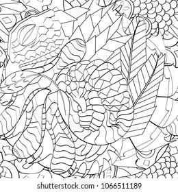 Tracery seamless pattern. Mehndi design. Ethnic monochrome binary doodle texture. Curved doodling black and white background. Vector