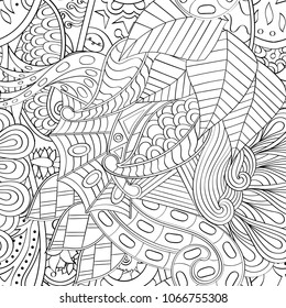 Tracery seamless pattern. Mehndi design. Ethnic monochrome binary doodle texture. Curved doodling black and white background. Vector
