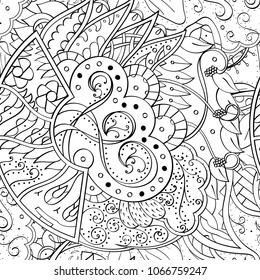Tracery seamless pattern. Mehndi design. Ethnic monochrome binary doodle texture. Curved doodling black and white background. Vector