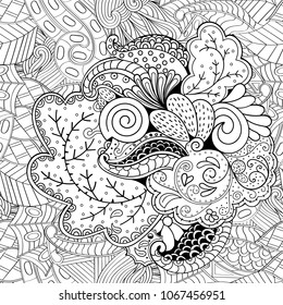 Tracery seamless pattern. Mehndi design. Ethnic monochrome binary doodle texture. Curved doodling black and white background. Vector
