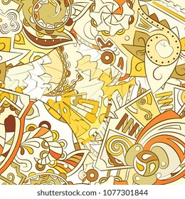 Tracery seamless pattern. Mehndi design. Ethnic colorful doodle texture. Curved doodling background. Vector