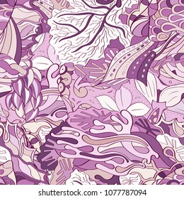 Tracery seamless pattern. Mehndi design. Ethnic colorful doodle texture. Curved doodling background. Vector