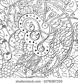 Tracery seamless pattern. Mehndi design. Ethnic monochrome binary doodle texture. Curved doodling black and white background. Vector